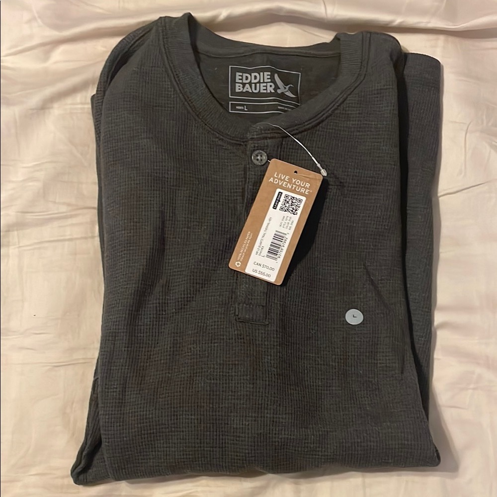 Eddie Bauer Men's Black Henley Shirt